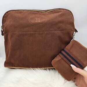 HERMÈS H Logo Canvas Bolide Pouch GM